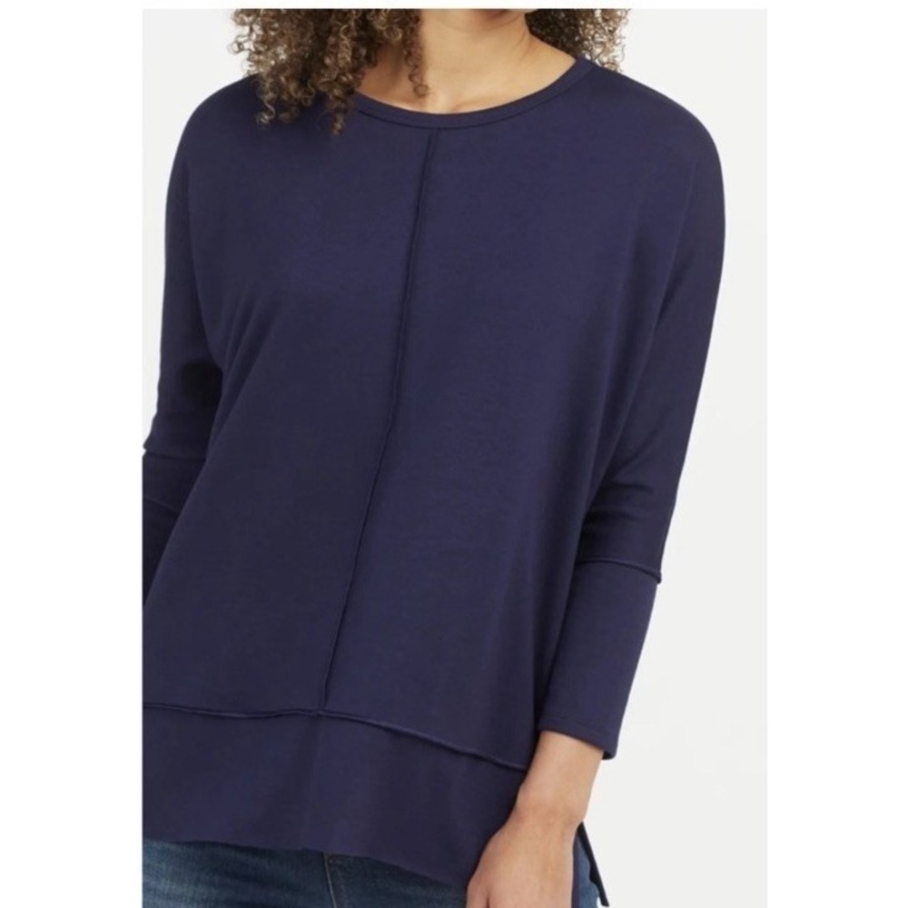NWT Spanx PLT Perfect Length Dolman Sweatshirt Womens M Blue Stretch 50171R